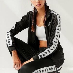 Kappa Black & White Logo Track Zip Up Jacket Size Extra Small